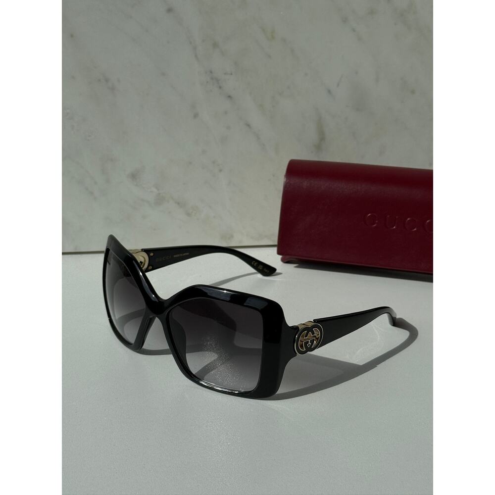 NEW Gucci GG2015S Black Oversized Wraparound Sunglasses $475 - Picture 3 of 8